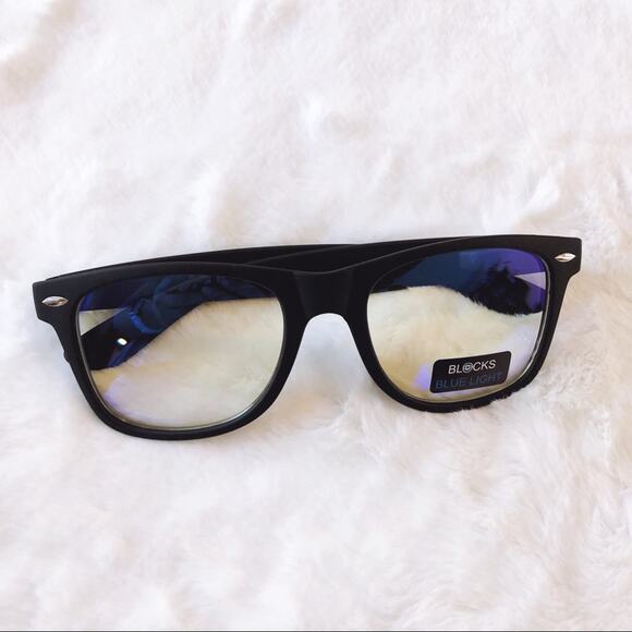 Brooks Matte Black Rectangle Blue Light Glasses - Picture 1 of 9